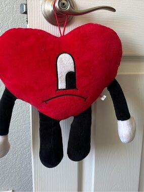 Bad Bunny Plush Heart Character Hanging Pillow - Red